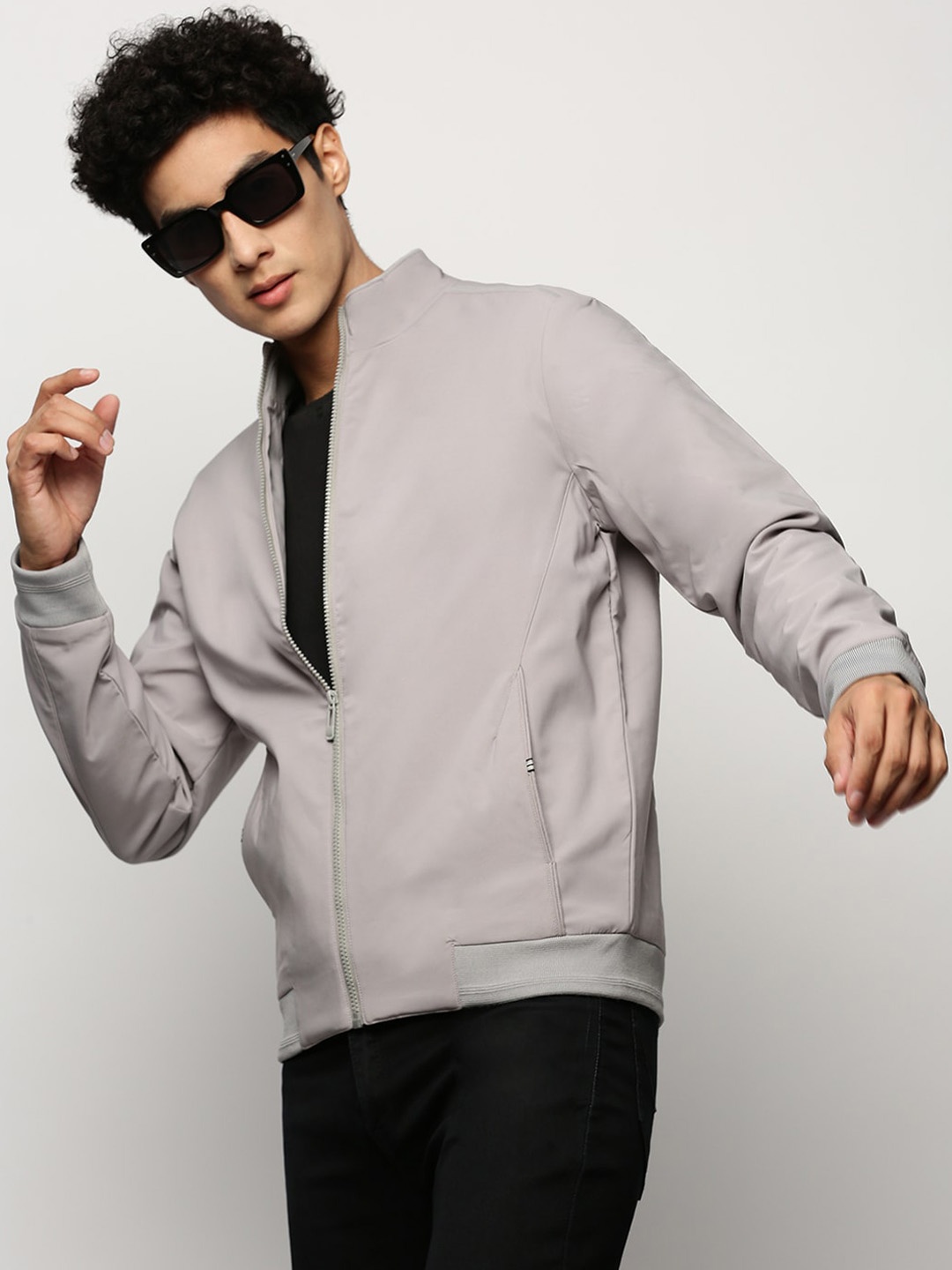 

SHOWOFF Windcheater Mock Collar Bomber Jacket, Grey