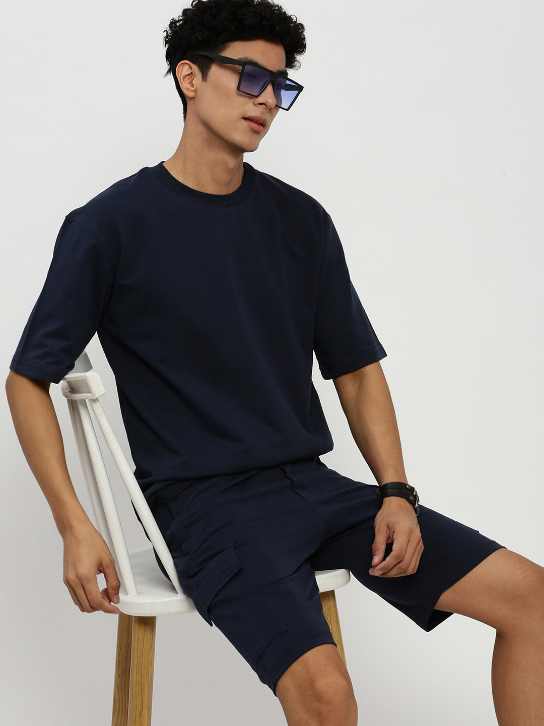 

SHOWOFF Round Neck T-Shirt & Shorts, Navy blue
