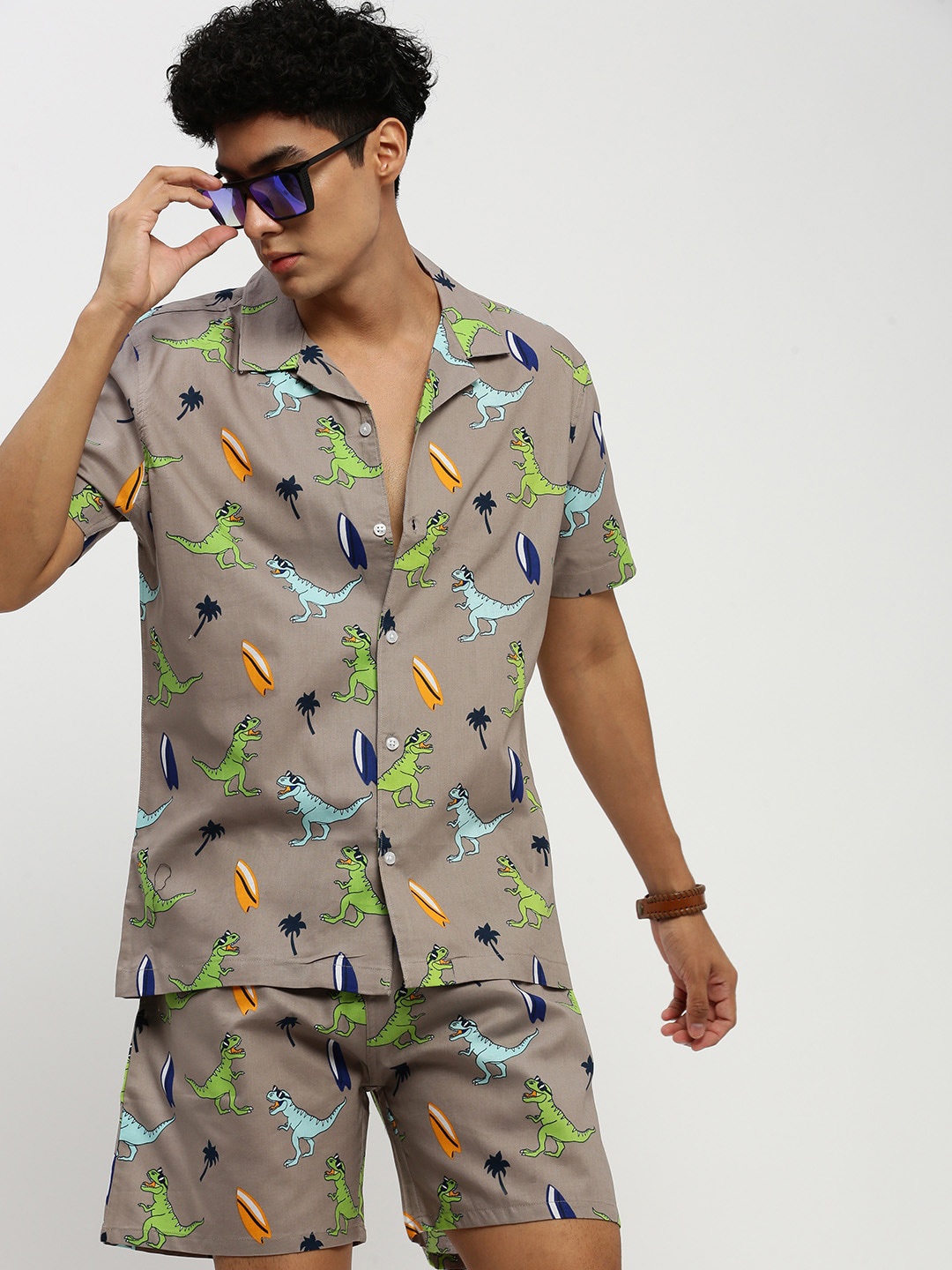 

SHOWOFF Conversational Printed Shirt And Shorts, Grey