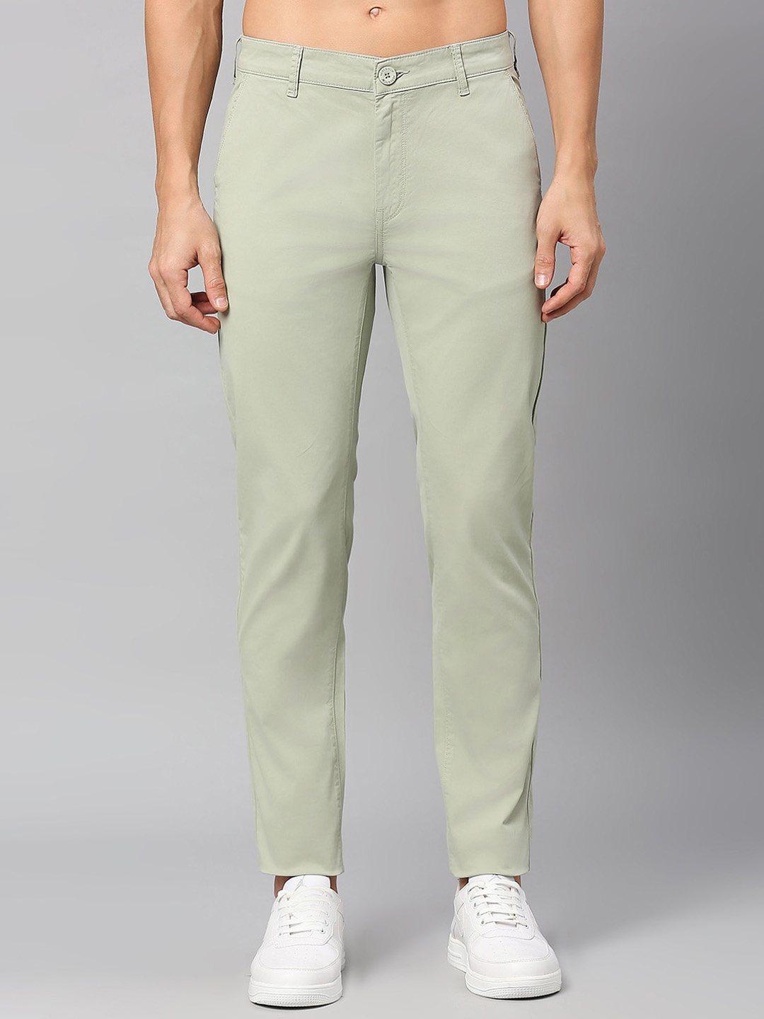 

Mast & Harbour Men Green Slim Fit Mid Rise Trousers