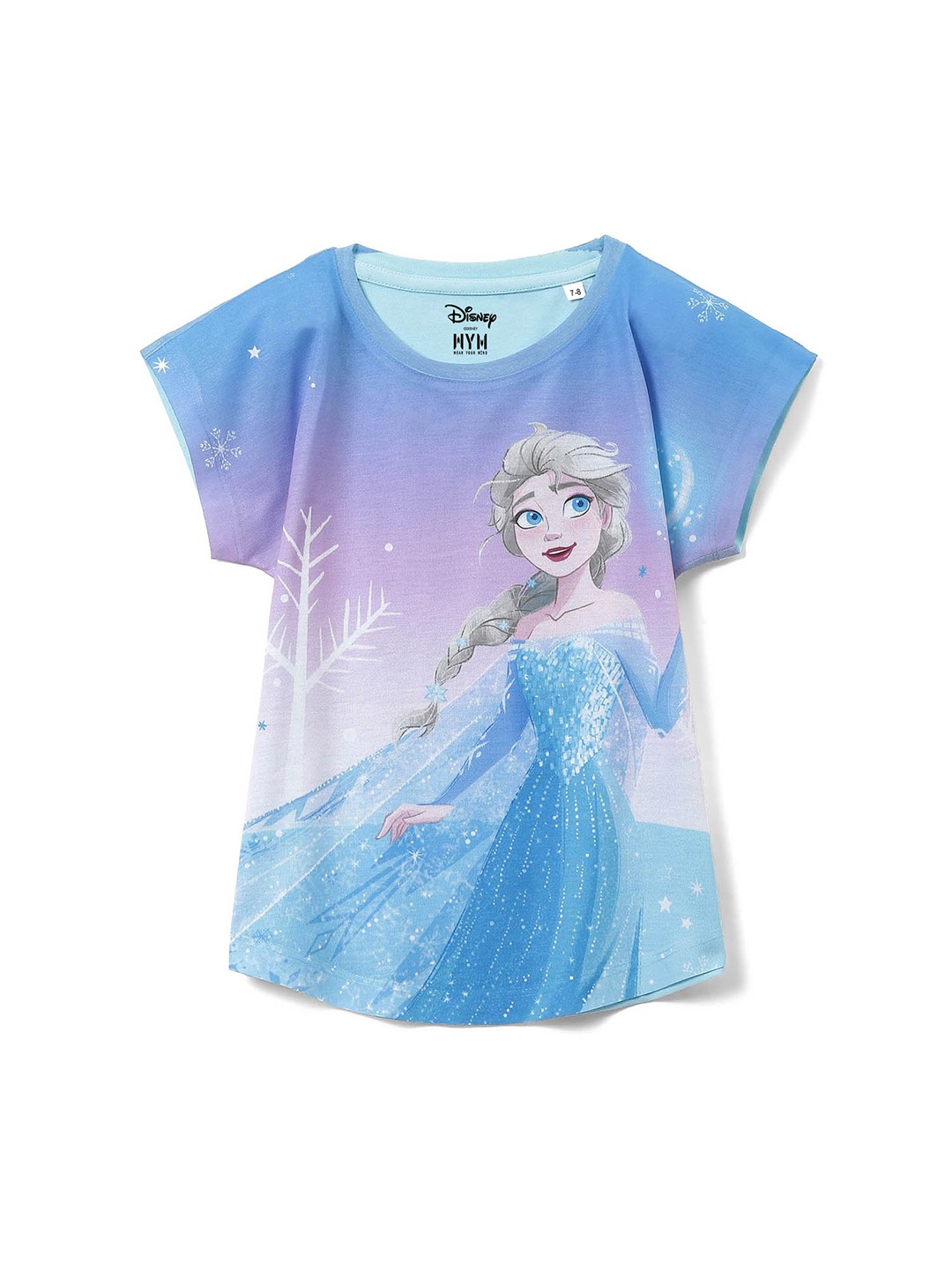 

Wear Your Mind Girls Elsa Printed Round Neck T-shirt, Blue