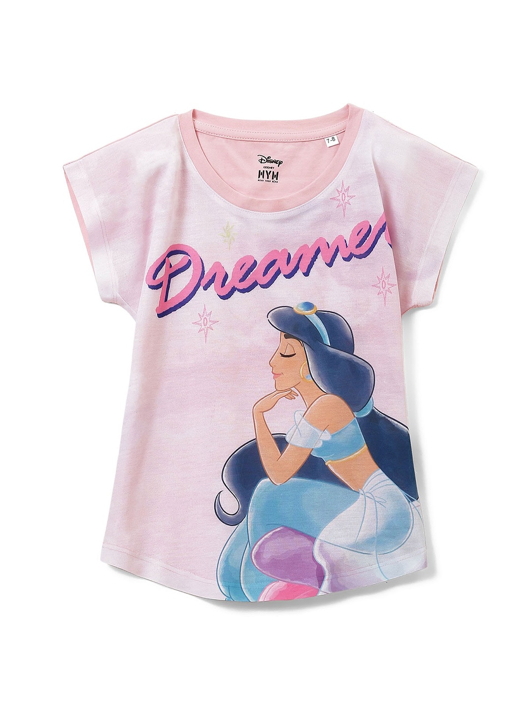 

Wear Your Mind Girls Disney Princess Printed Round Neck Tshirt, Pink