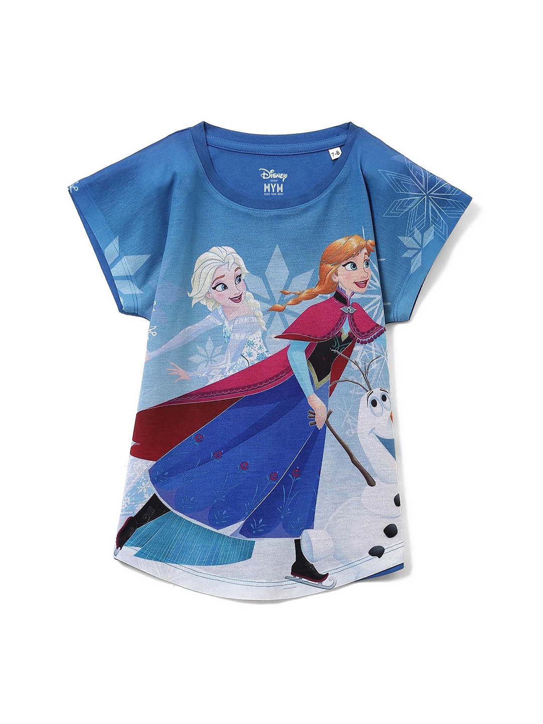 

Wear Your Mind Girls Elsa & Anna Printed Round Neck T-shirt, Blue