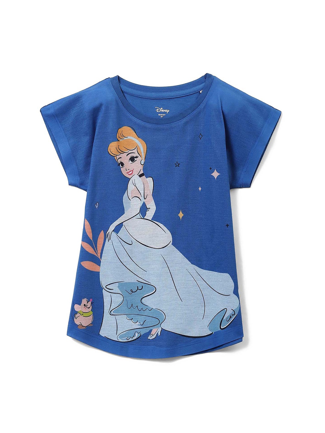 

Wear Your Mind Girls Disney Princess Printed Round Neck Tshirt, Blue