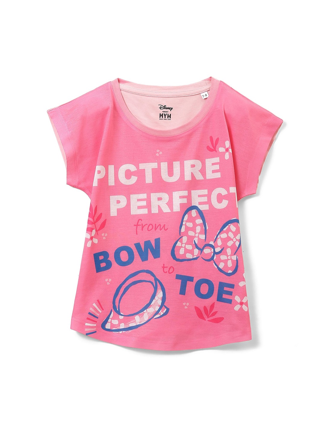 

Wear Your Mind Girls Minnie Mouse Printed Round Neck Tshirt, Pink