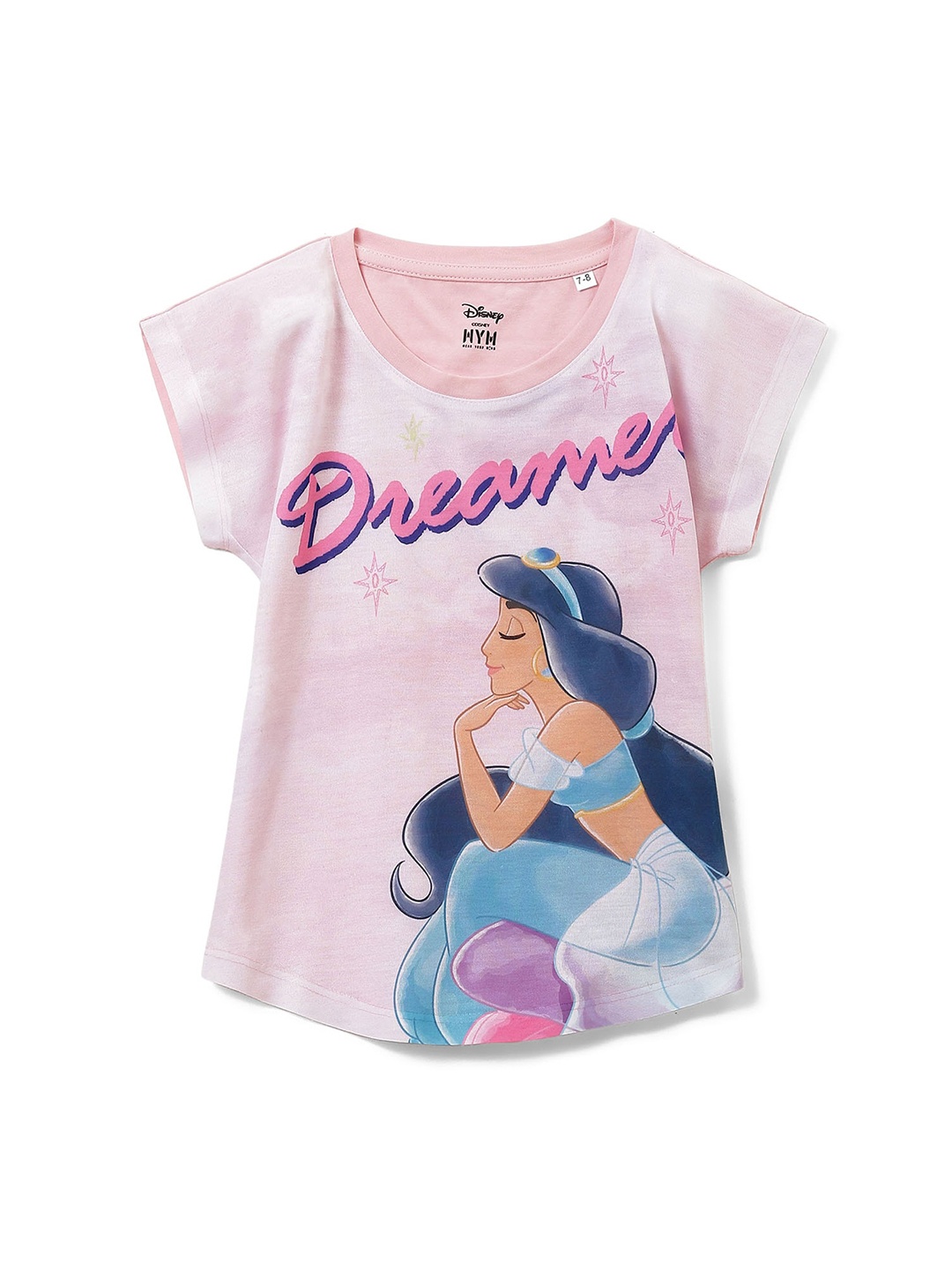 

Wear Your Mind Girls Disney Princess Printed Round Neck Tshirt, Pink