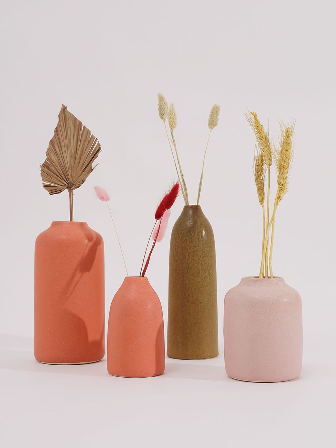 

PUREZENTO Orange 4 Pieces Ceramic Flower Vases