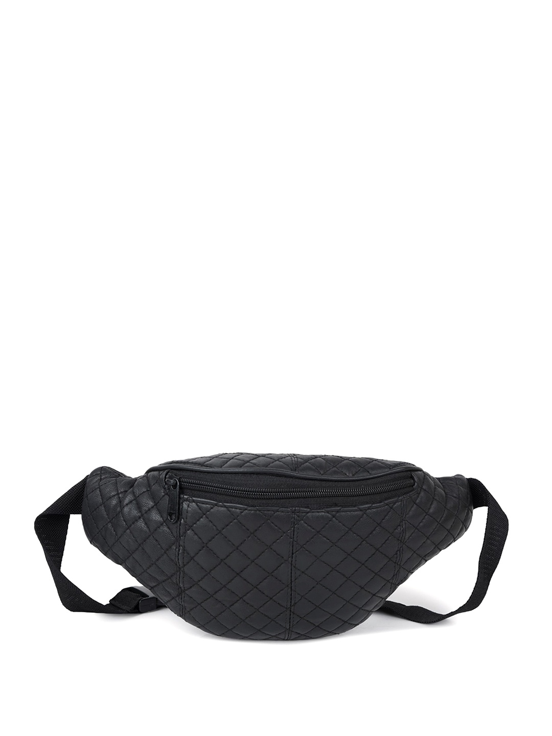 

CIMONI Men Leather Structured With Quilted Waist Pouch, Black