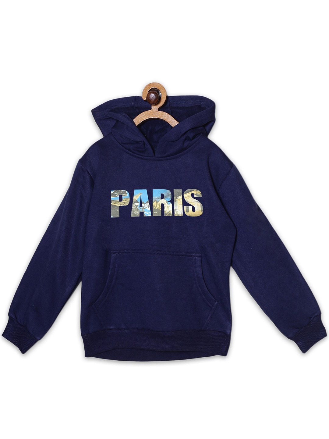 

Fashionable Kids Typography Printed Hooded Fleece Pullover Sweatshirt, Navy blue