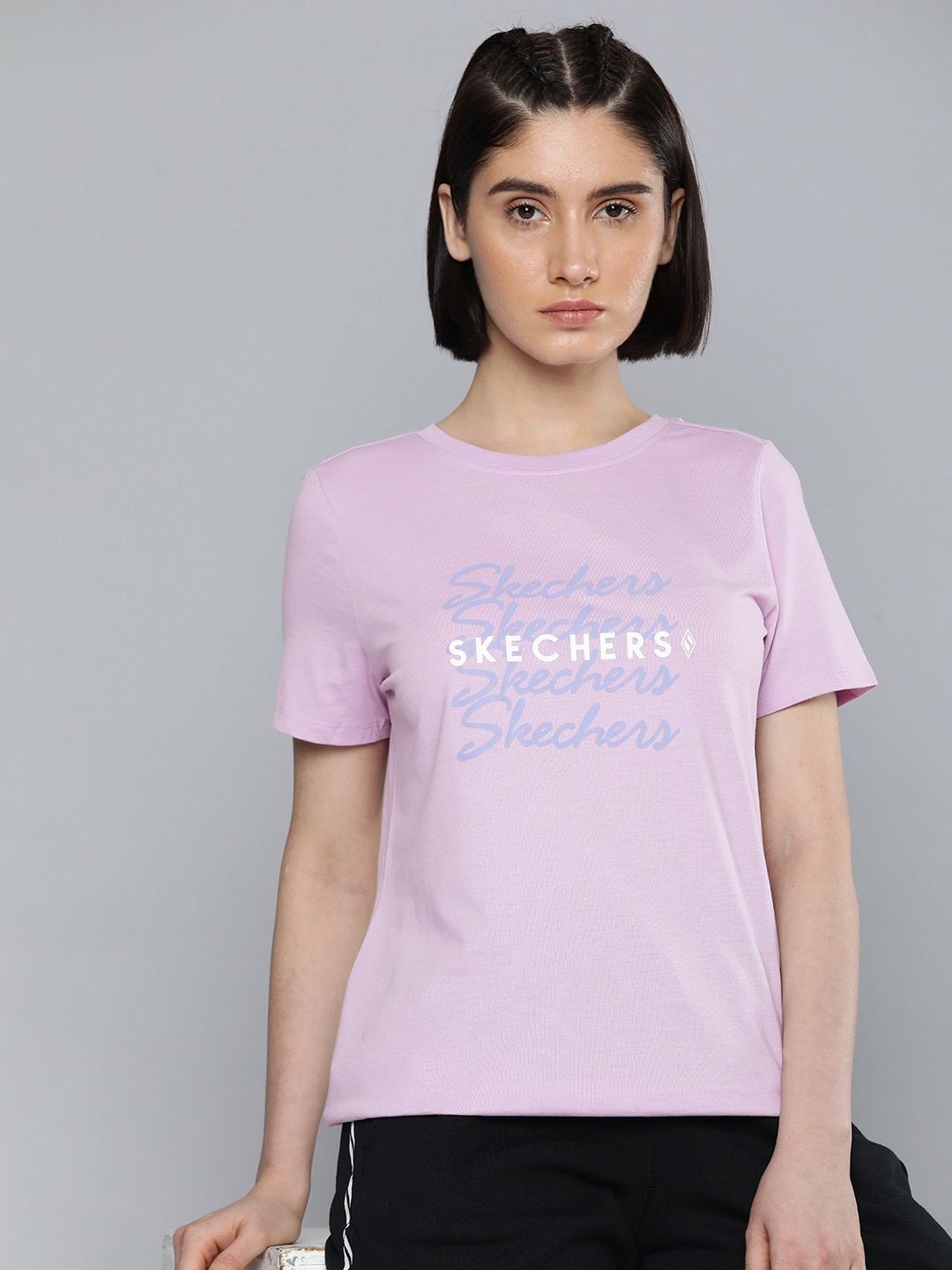 Skechers Typography Printed Lounge T-shirts, Lavender
