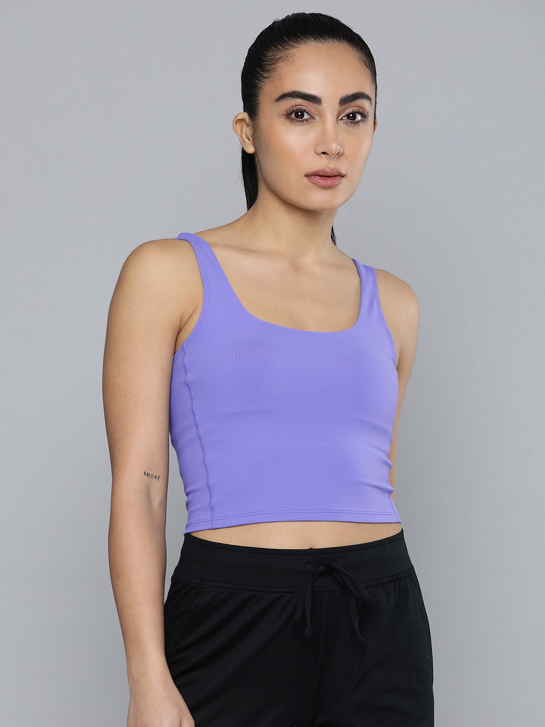 

Skechers Longline UPF 40+ Moisture Wicking Workout Bra WBR135-PERI-PERIWINKLE, Blue