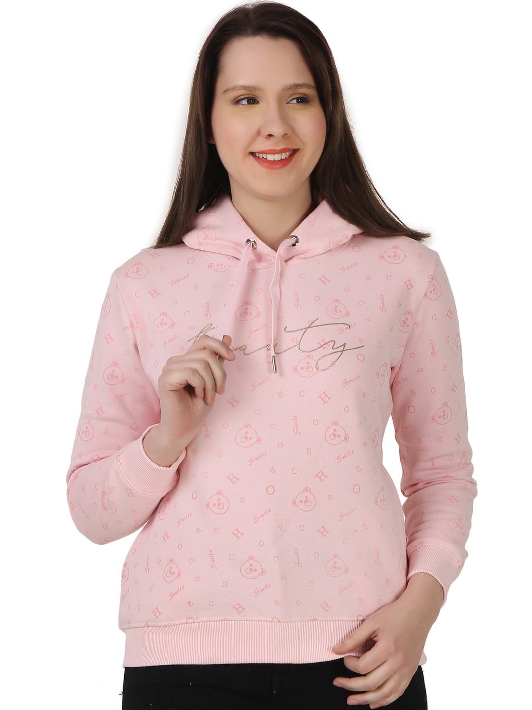 

FLOSBERRY Graphic Printed Hooded Cotton Sweatshirt, Pink