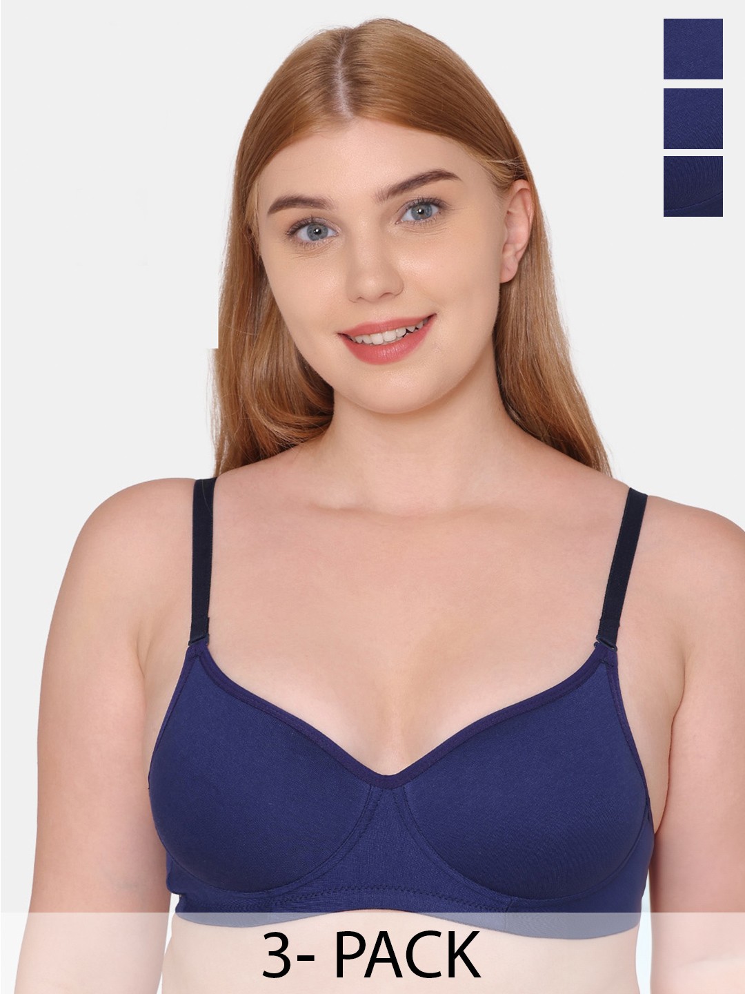 

Tweens Pack Of 3 Full Coverage Bra - All Day Comfort, Navy blue