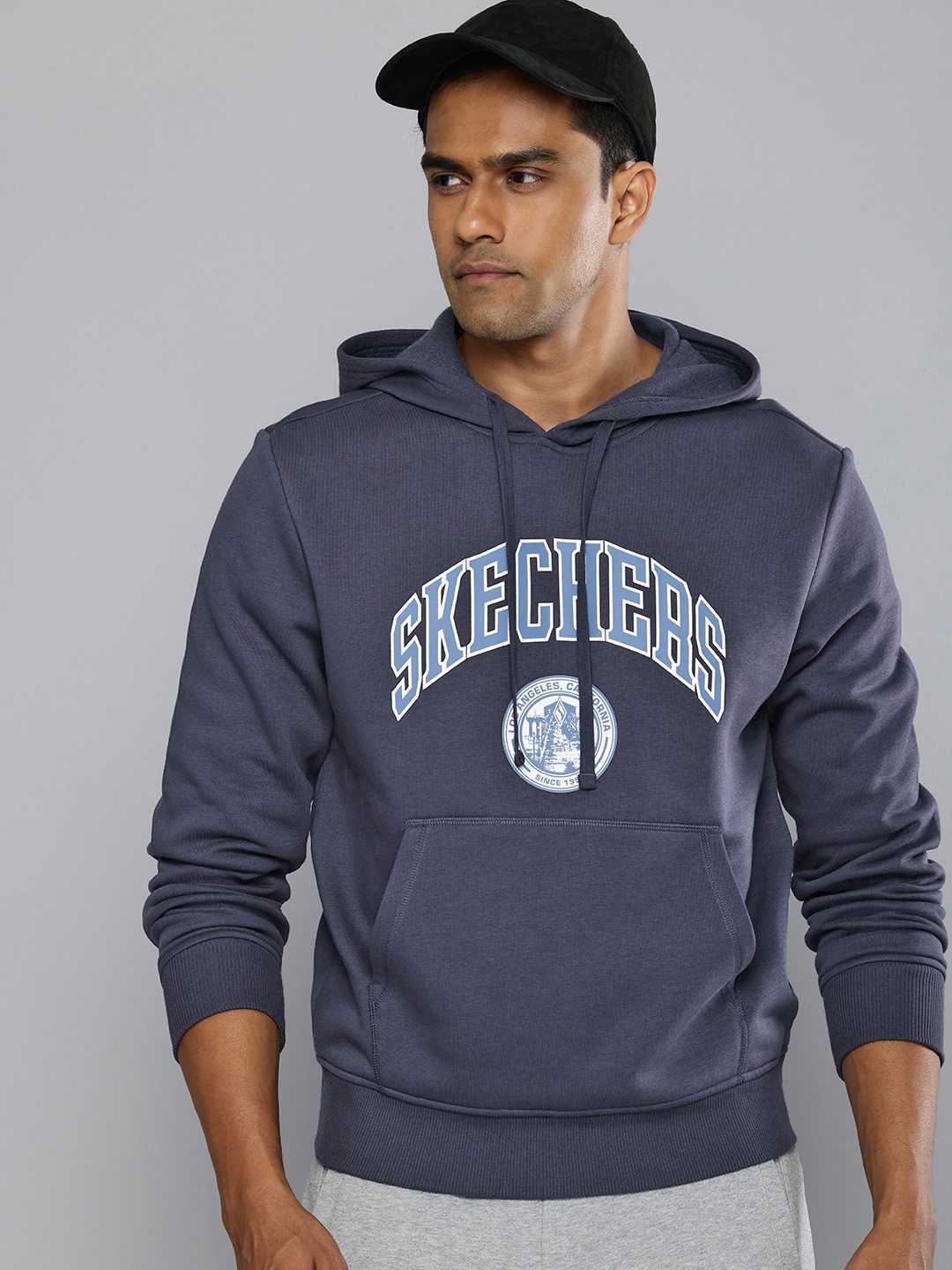 

Skechers Typography Printed Hooded Sweatshirt, Navy blue