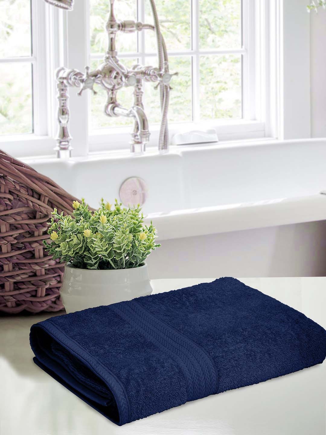 

BOMBAY DYEING Cotton Navy Blue Bombay Dyeing 450 GSM Bath Towels