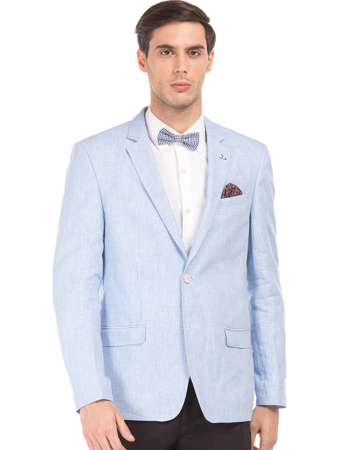 

Arrow Men Blue Checked Single-Breasted Slim-Fit Blazer
