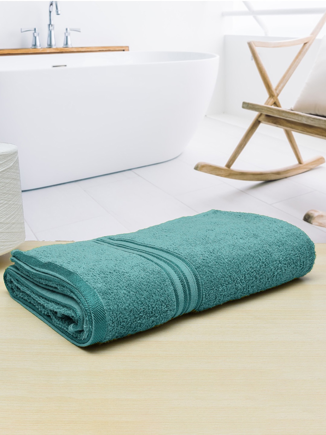 

RANGOLI 400 GSM Cotton Blue Bath Towel
