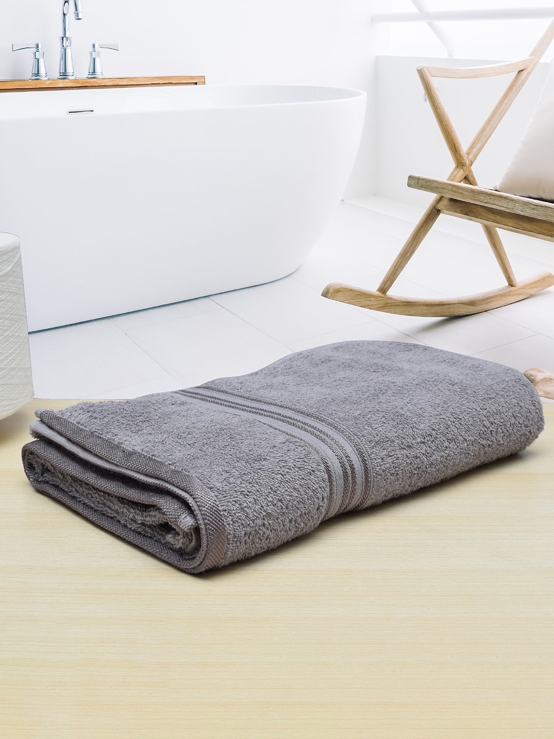 

RANGOLI Cotton Grey 400 GSM Reversible Bath Towel