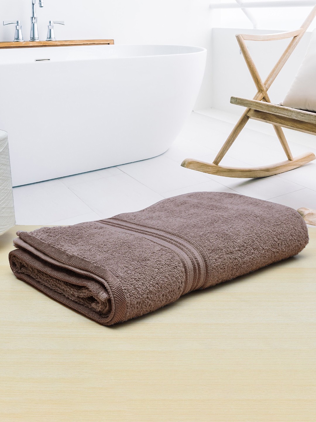 

RANGOLI Brown Anti-Bacterial 400 GSM Reversible Bath Towel