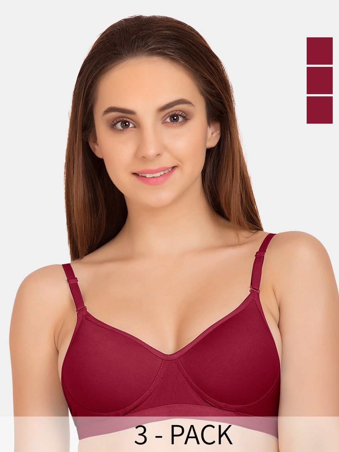 

Tweens Set Of 3 Full Coverage Lightly Padded Cotton Minimizer Bra With All Day Comfort, Maroon