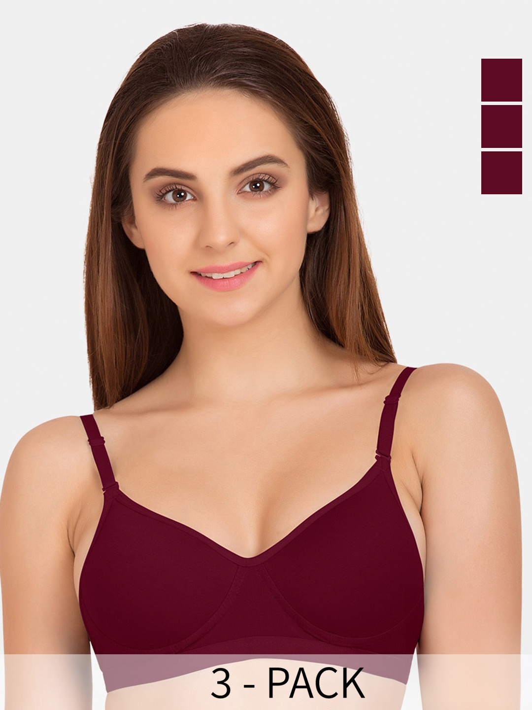 

Tweens Pack Of 3 Full Coverage Lightly Padded All Day Comfort otton Bra, Magenta
