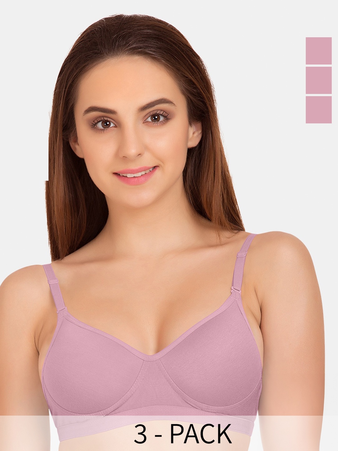 

Tweens Pack Of 3 Full Coverage Lightly Padded Cotton Bra With All Day Comfort, Purple