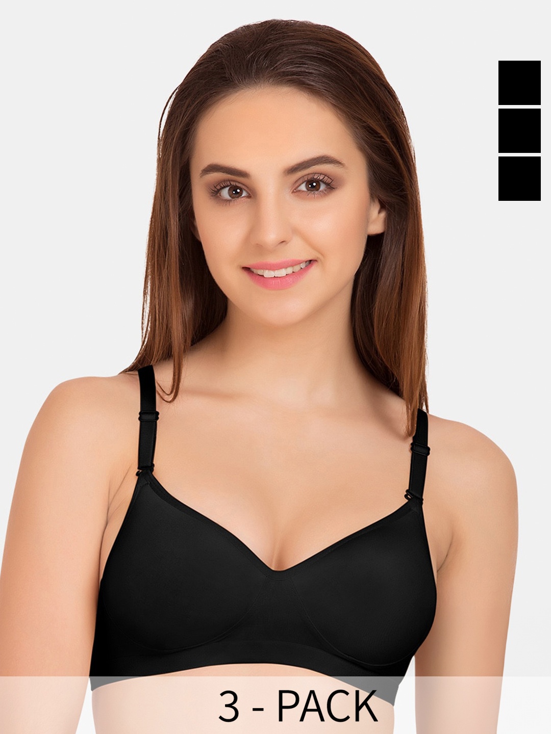 

Tweens Pack Of 3 Full Coverage Lightly Padded Cotton Bra With All Day Comfort, Black