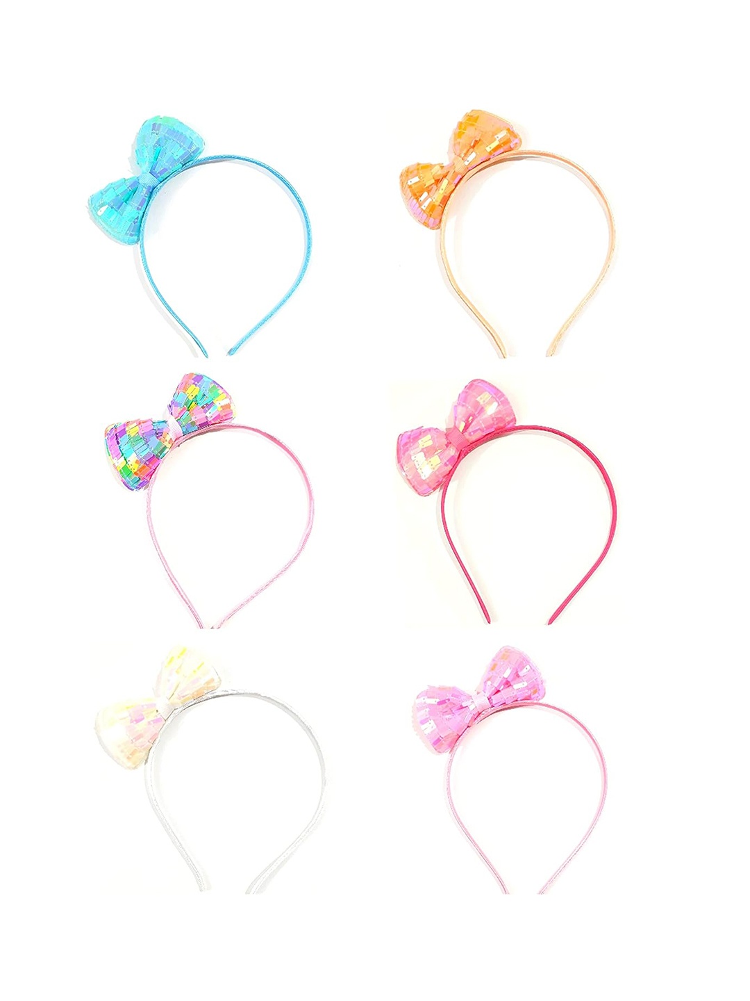 

ANNA CREATIONS Girls Set of 6 Embellished Hairband, Pink