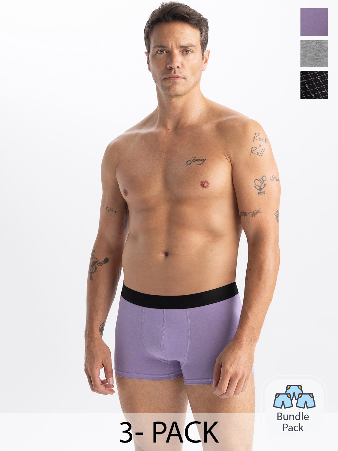 

DeFacto Pack Of 3 Printed Trunks 231850121, Purple