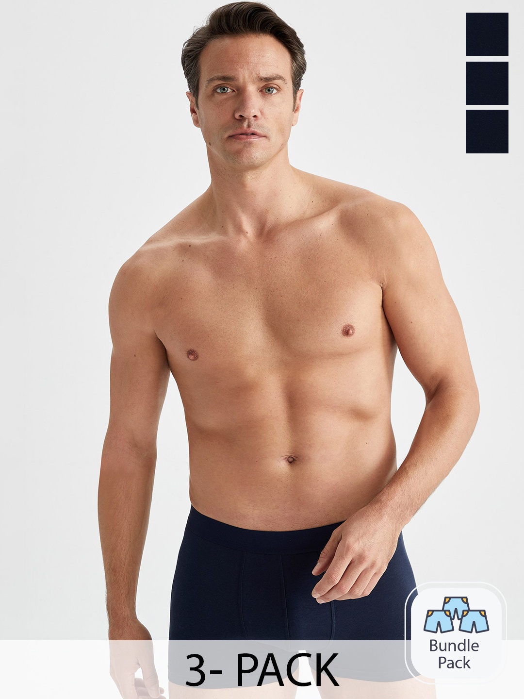 

DeFacto Men Pack Of 3 Cotton Trunks 231240998-NV135, Navy blue