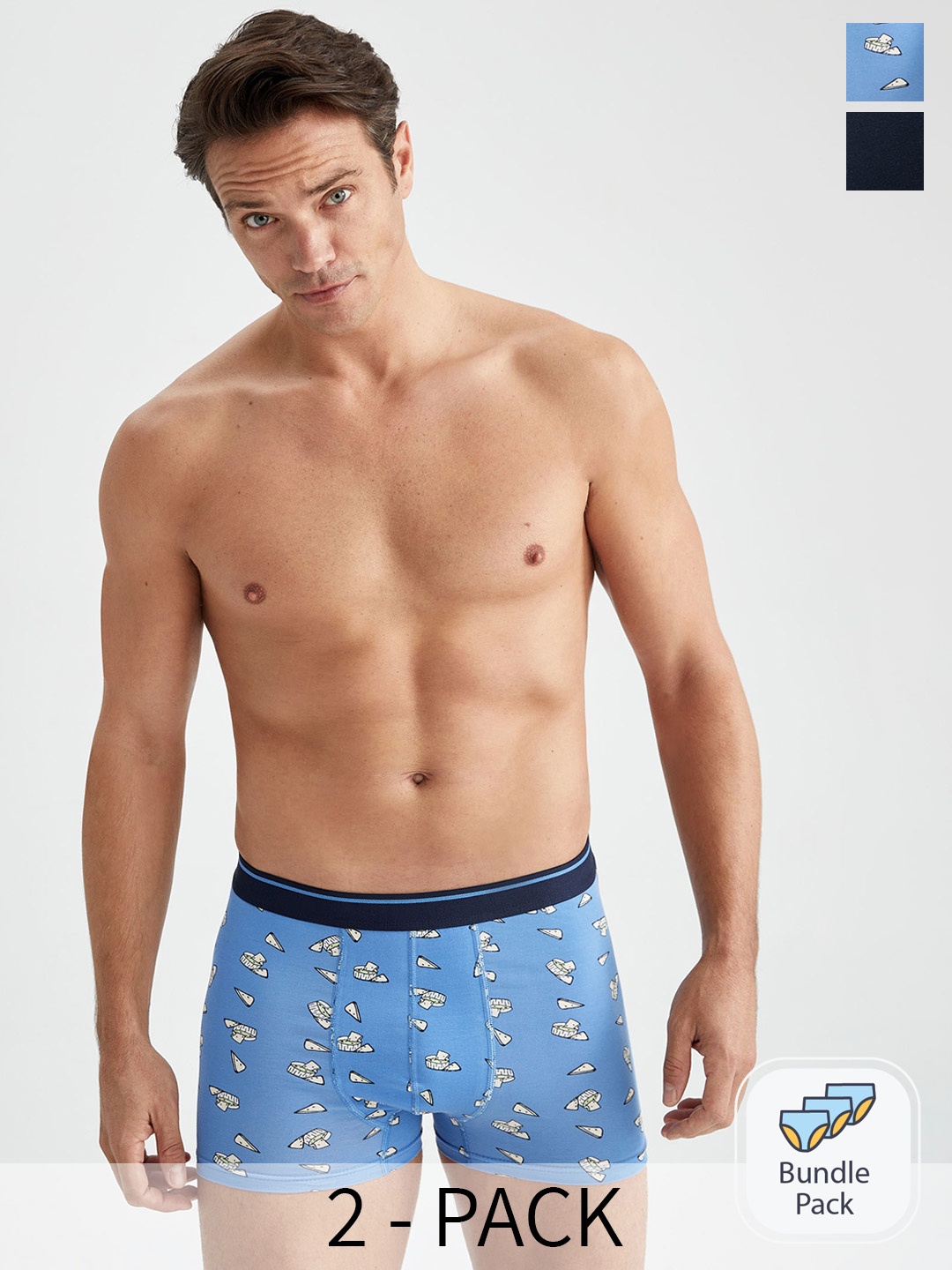 

DeFacto Pack Of 2 Printed Short Trunks 231277539-NV135, Blue