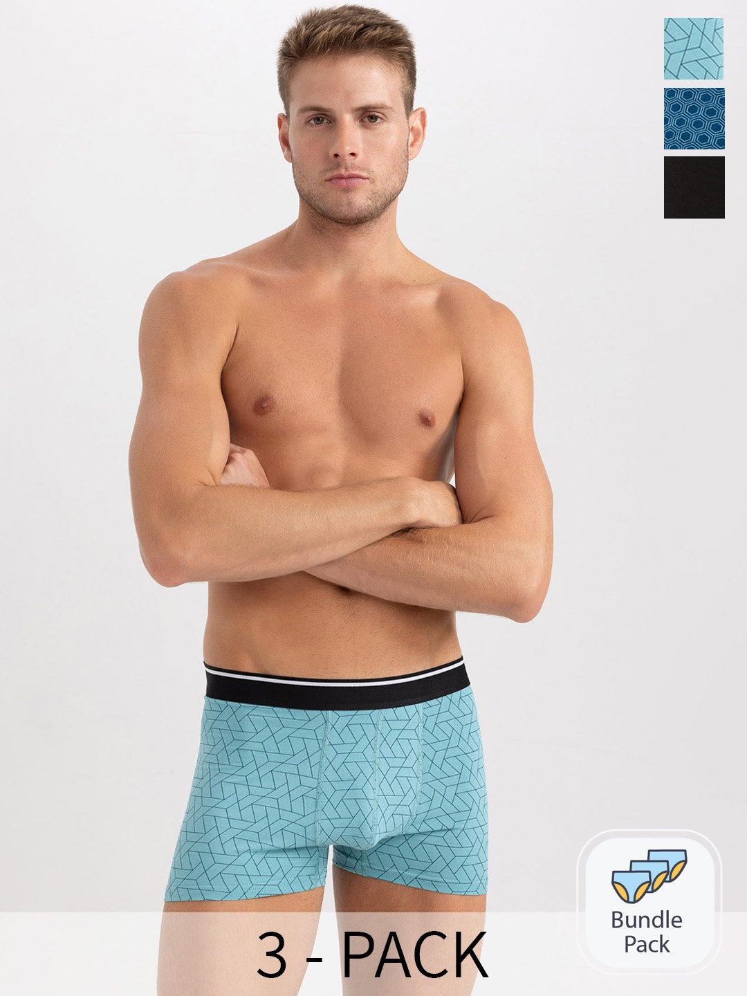 

DeFacto Pack Of 3 Printed Short Trunks 232902620-BK81, Black