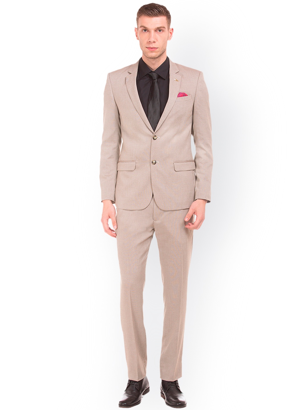 

Arrow Men Khaki Notched Lapel Single Breasted Suit