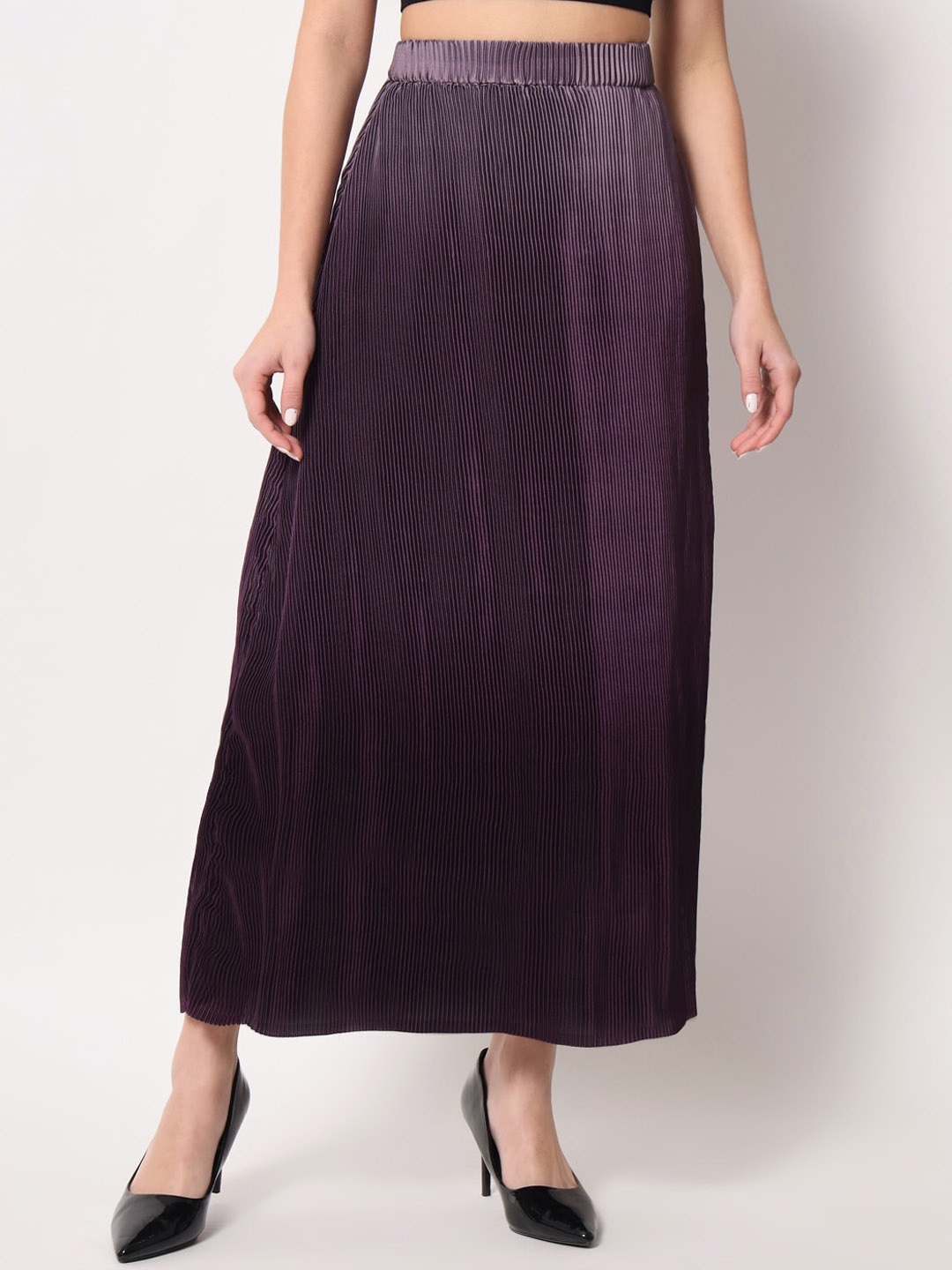 

Trend Arrest Ombre Pleated A-Line Midi Skirt, Purple
