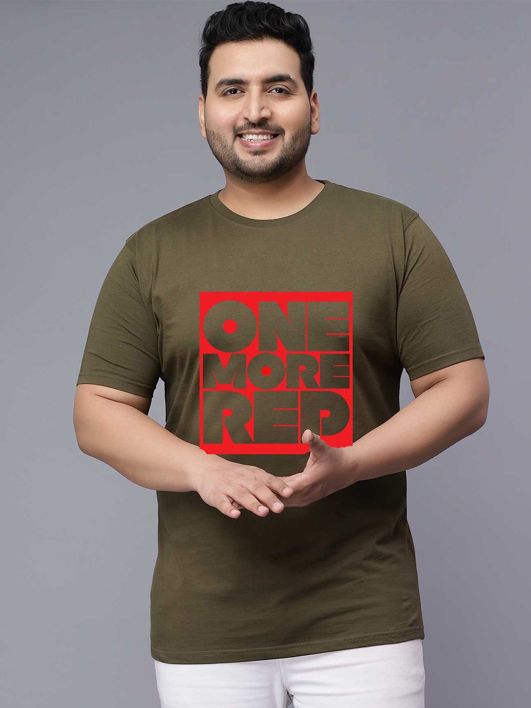 

Toodle Plus Size Unisex Typography Printed Cotton T-shirt, Green