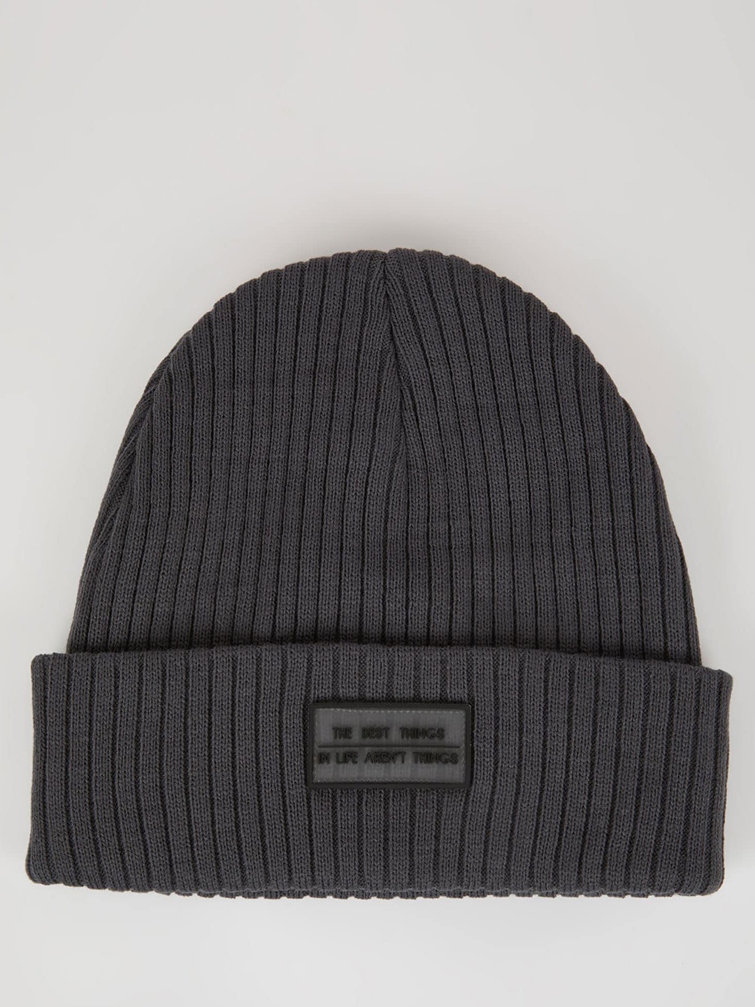 

DeFacto Men Self Design Acrylic Beanie, Grey