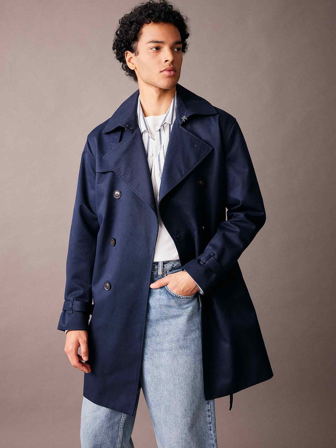 

DeFacto Lapel Collar Longline Tailored Jacket, Blue