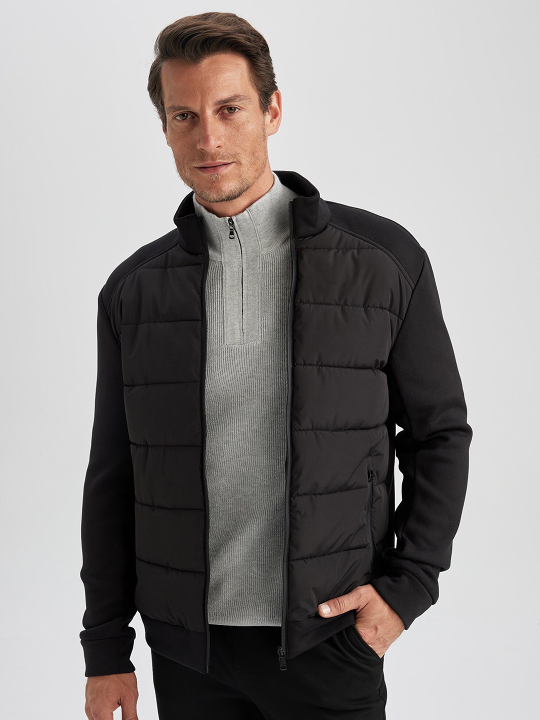 

DeFacto Stand Collar Puffer Jacket, Black