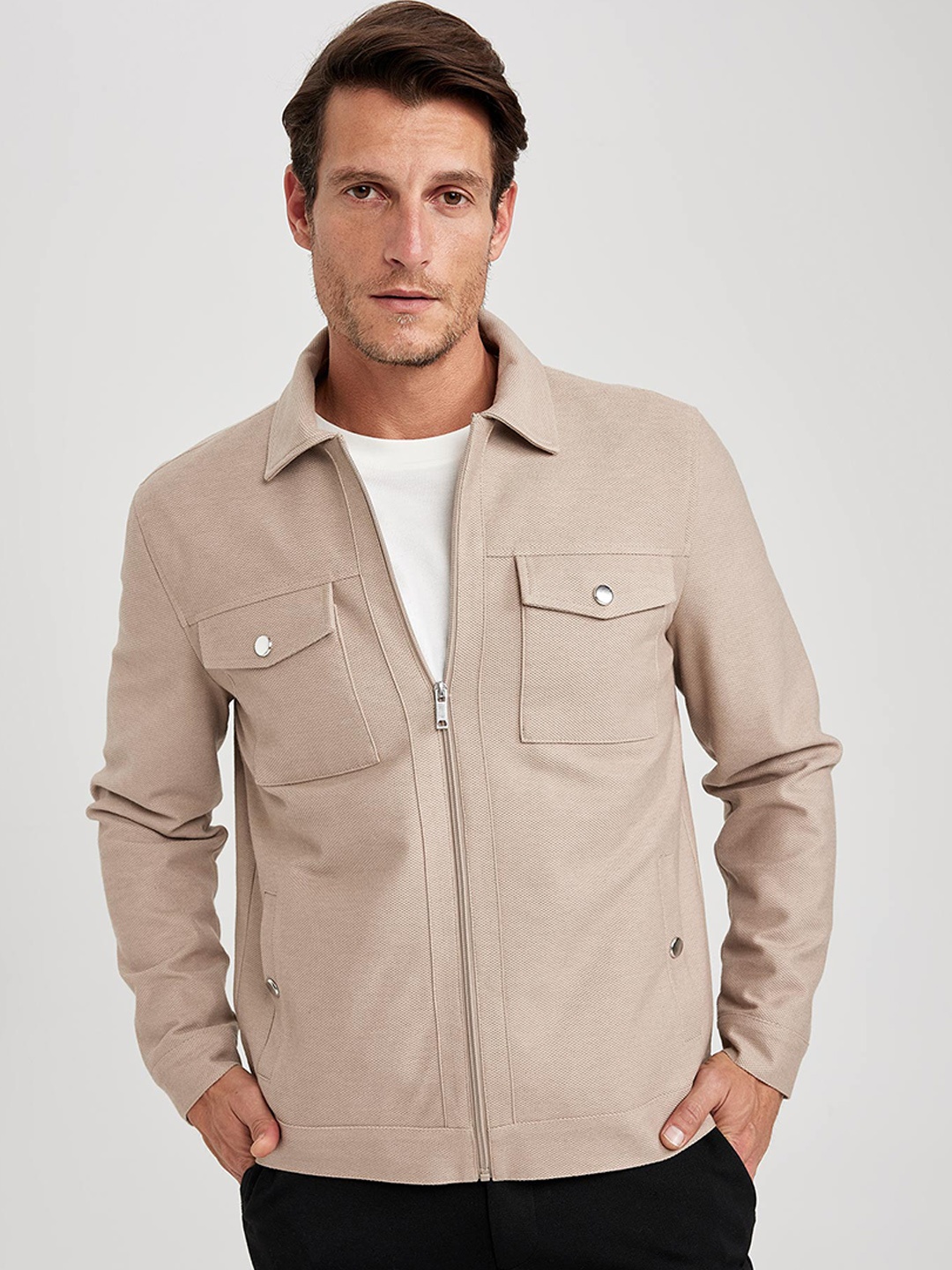 

DeFacto Spread Collar Tailored Jacket, Beige