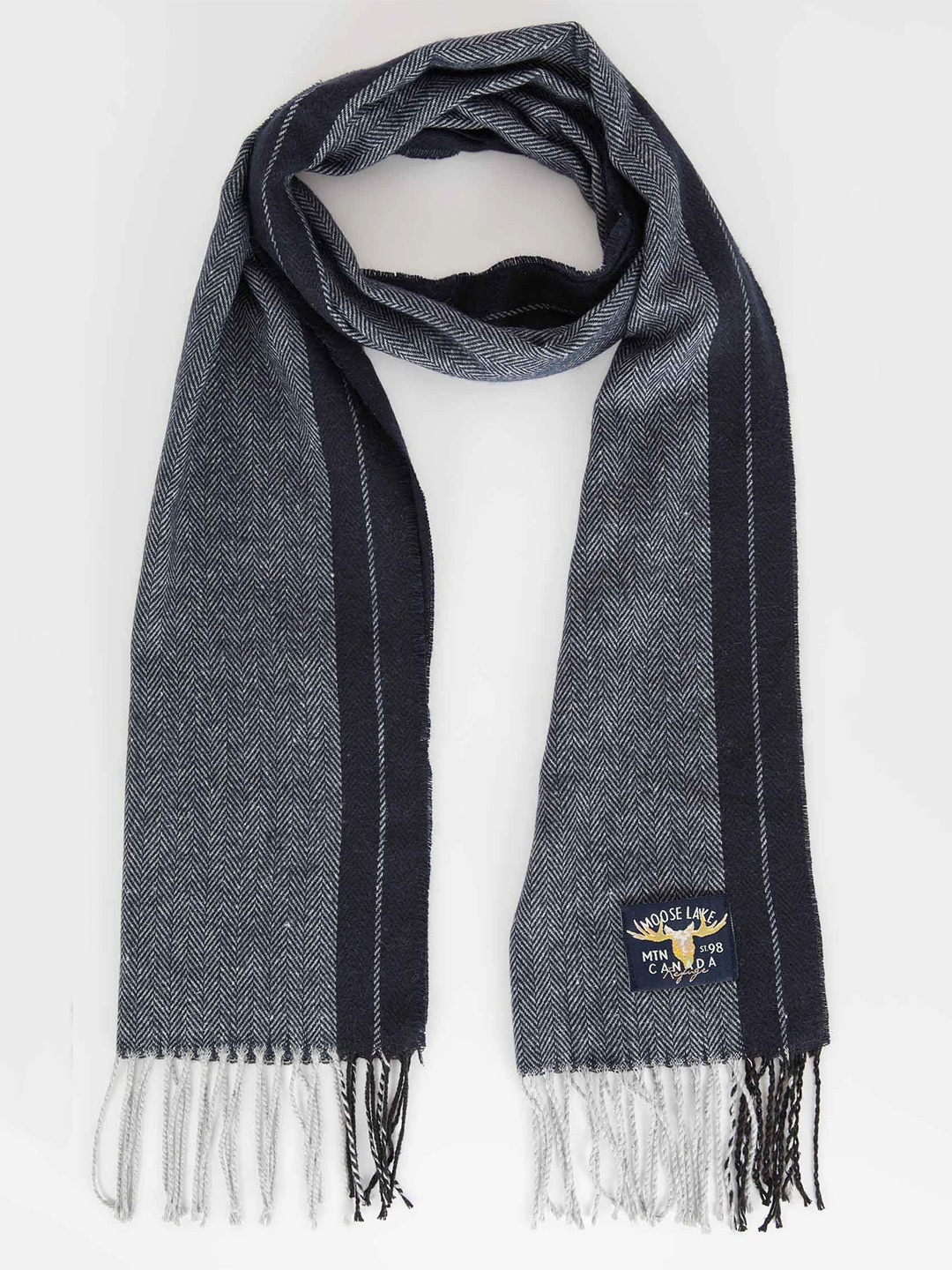 

DeFacto Men Tasselled Scarf, Grey