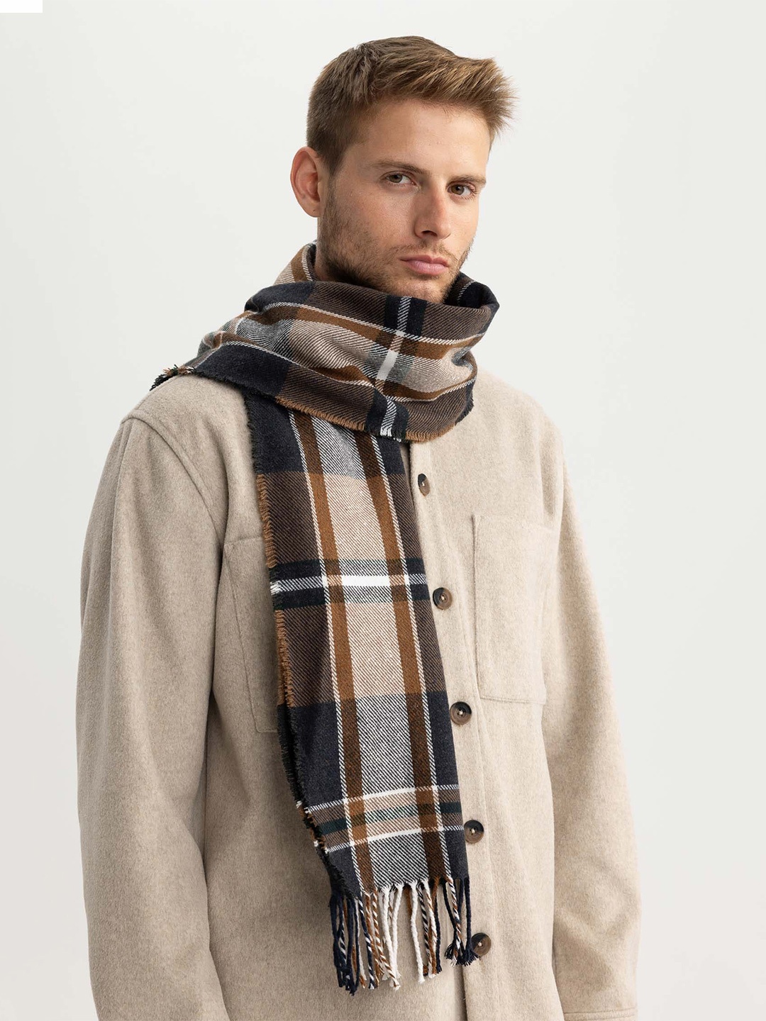 

DeFacto Men Checked Scarf, Black