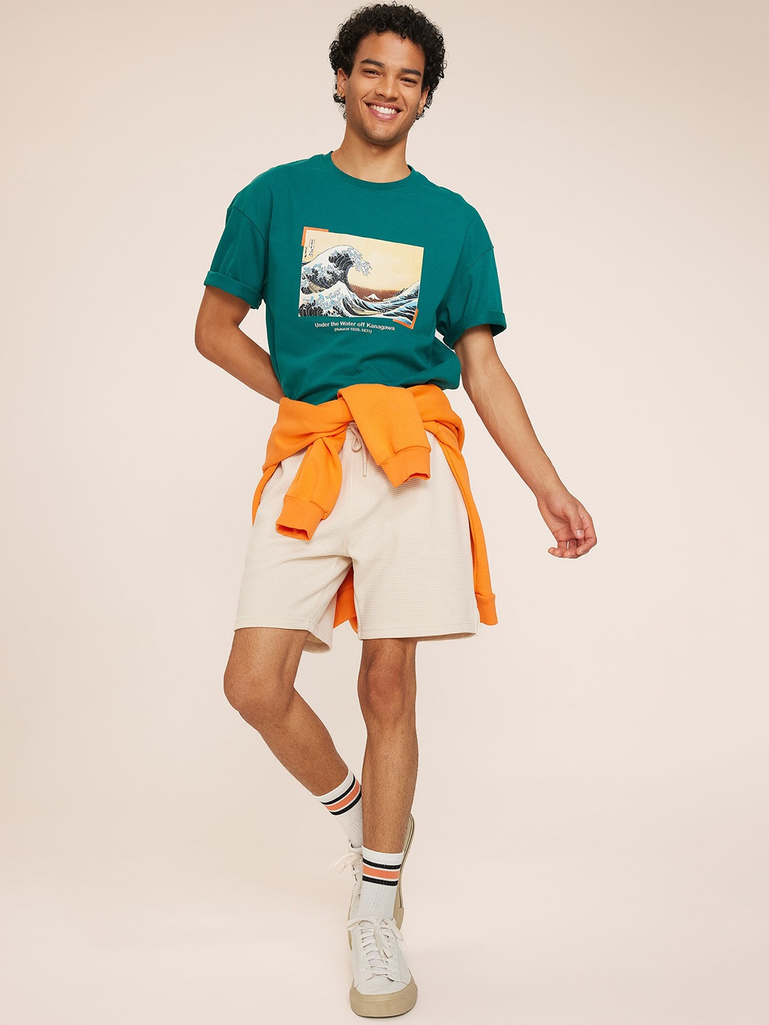 

DeFacto Men Mid Rise Shorts, Cream
