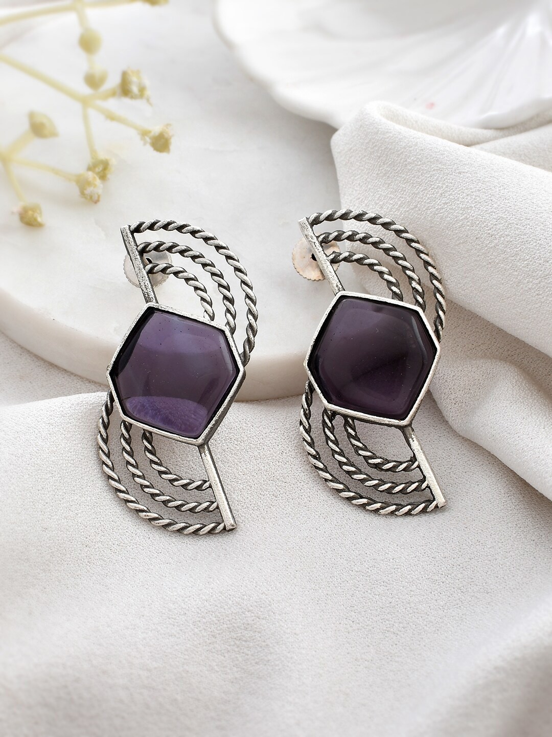 

DASTOOR Silver-Plated Contemporary Hoop Earrings