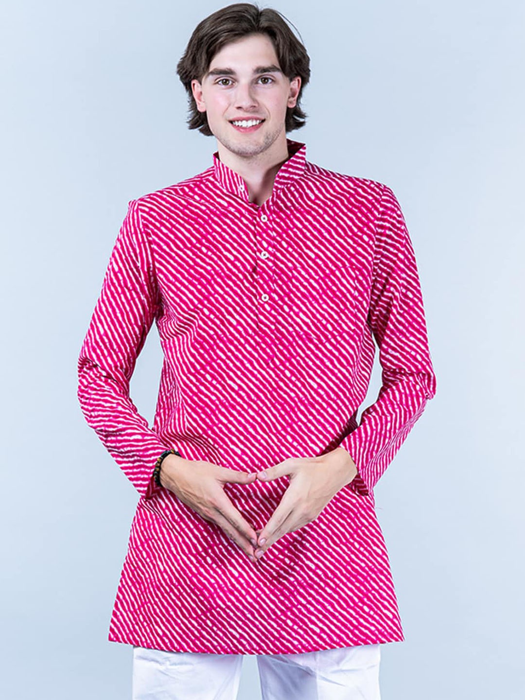 

Tistabene Leheriya Gotta Pure Cotton Straight Kurta, Pink