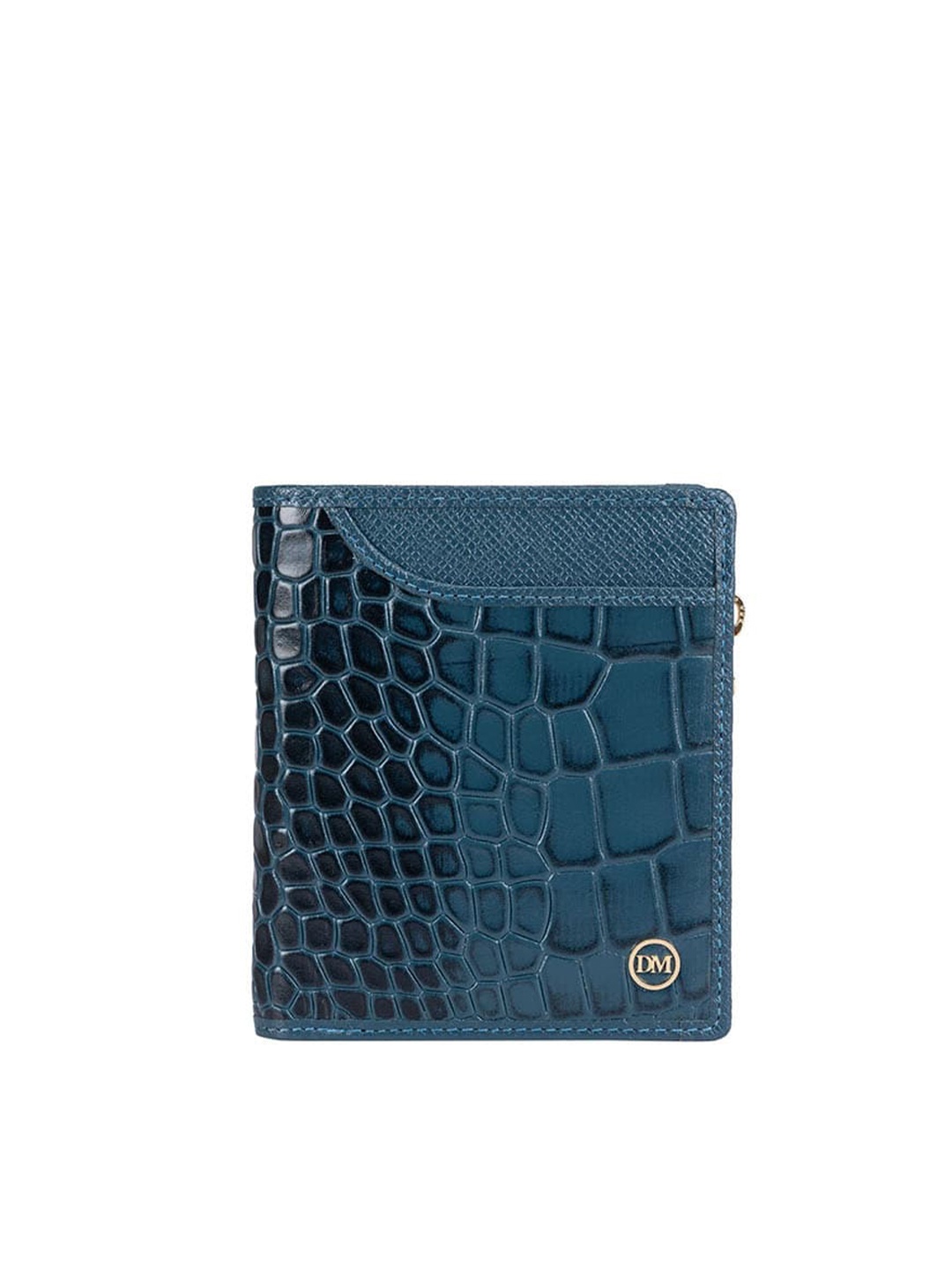 

Da Milano Men Textured Leather Two Fold Wallet, Blue