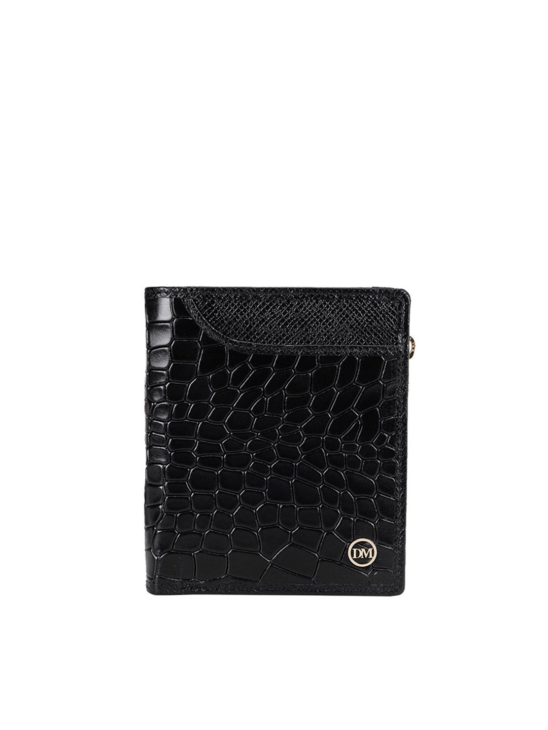 

Da Milano Men Textured Leather Two Fold Wallet, Black