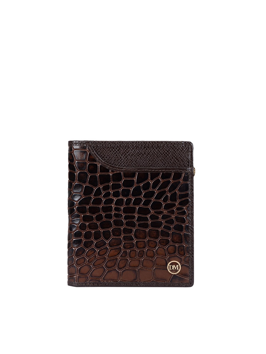 

Da Milano Men Textured Leather Two Fold Wallet, Brown