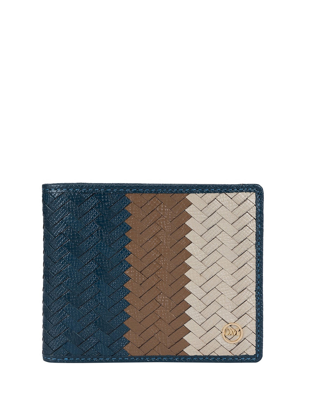 

Da Milano Woven Design Leather Two Fold Wallet, Blue