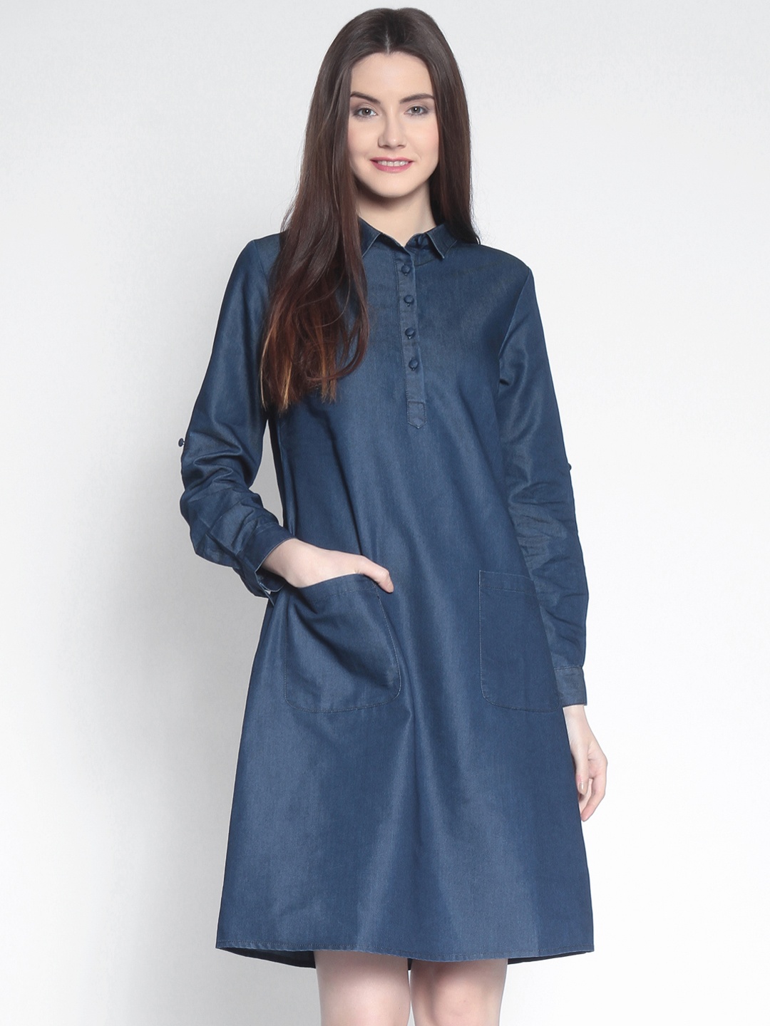 

Marie Claire Women Navy Blue Solid A-Line Dress