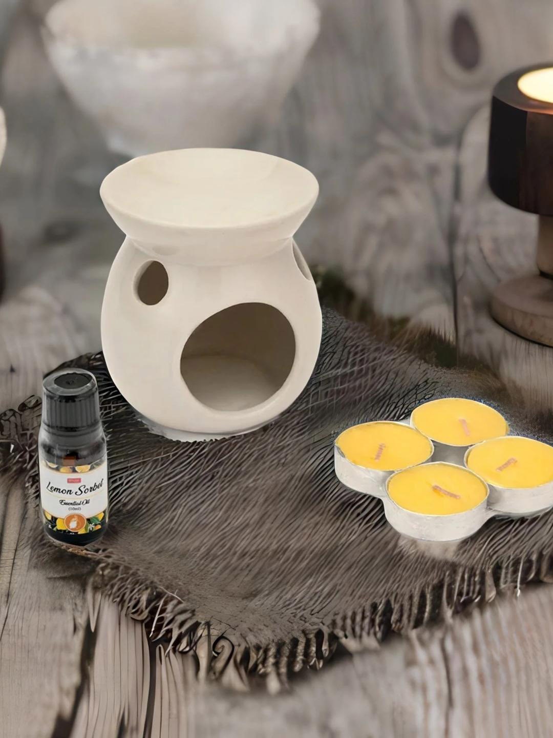 

Athome by Nilkamal Yellow Lemon Sorbet Ceramic Aroma Oil Diffuser Set